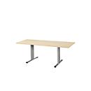 Schäfer Shop Select Besprechungstisch Planova Basic, Rechteck, T-Fuß, B 1800 x T 800 x H 717 mm, Ahorn/weißaluminium RAL 9006