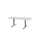 Schäfer Shop Select Besprechungstisch Planova Basic, Rechteck, T-Fuß, B 1800 x T 800 x H 717 mm, lichtgrau/weißaluminium RAL 9006
