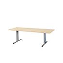 Schäfer Shop Select Besprechungstisch Planova Basic, Rechteck, T-Fuß, B 2000 x T 800 x H 717 mm, Ahorn/weißaluminium RAL 9006