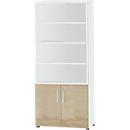 Schäfer Shop Select Bibliothèque combinée SET UP, 6 HC, l. 800 x P 420 x H 2196 mm, blanc/décor chêne 