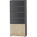 Schäfer Shop Select Bibliothèque combinée SET UP, 6 HC, l. 800 x P 420 x H 2196 mm, graphite/décor chêne 