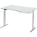 Schäfer Shop Select Bureau avec extension ERGO-T, pieds en T, extension à droite, 2 niveaux de rég. élect. de la hauteur, l. 1800 mm, gris clair 