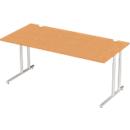 Schäfer Shop Select Bureau COMBITEC, rectangulaire, pied en C, L 1800 x P 800 x H 677-817 mm, hêtre/aluminium blanc