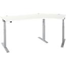 Schäfer Shop Select Bureau d'angle ERGO-T 2.0, réglage électrique de la hauteur, angle de 135° à droite, piétement en T, L 2185 mm, blanc/alu blanc