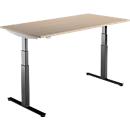 Schäfer Shop Select Bureau DRIVE UP 2, réglage électrique de la hauteur, rectangulaire, pied en T, L 1600 x P 800 x H 630-1290 mm, chêne/noir