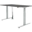 Schäfer Shop Select-bureau, elektrisch in hoogte verstelbaar, T-voet, B 1600 x D 800 x H 645-1290 mm, grafiet/blank aluminium + kabelspiraal