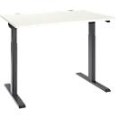 Schäfer Shop Select Bureau ERGO-T 2.0, réglage électrique de la hauteur, rectangulaire, pied en T, L 1200 x P 800 x H 715-1205 mm, blanc/anthracite