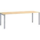 Schäfer Shop Select Bureau LOGIN, 4 pieds, L 1800 x P 800 x H 740 mm, érable/alu blanc