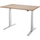 Schäfer Shop Select bureau LOGIN, elektrisch in hoogte verstelbaar, rechthoekig, T-poot, B 1200 x D 800 x H 645-1290 mm, eiken decor/blank aluminium