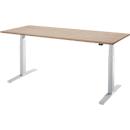 Schäfer Shop Select Bureau LOGIN, réglage électrique de la hauteur, rectangulaire, pied en T, L 1800 x P 800 x H 645-1290 mm, décor chêne/aluminium blanc
