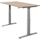 Schäfer Shop Select Bureau SET UP, réglage électrique de la hauteur, rectangulaire, pied en T, L 1600 x P 800 x H 645-1290 mm, chêne/aluminium blanc