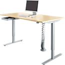 Schäfer Shop Select Bureau Start Off - elektrisch in hoogte verstelbaar - T-poot – L 1600 x B 800 x H 705/1205 mm – ahorn/wit aluminium + lade +kabelspiraal