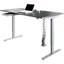 Schäfer Shop Select Bureau Start Off - réglable en hauteur électriquement - pied en T - L 1600 x P 800 x H 705/1205 mm - graphite/alu blanc + tiroir + spirale pour câbles