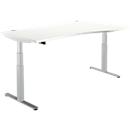 Schäfer Shop Select Bureautafel DRIVE UP 2, Aanbouw rechts, T-poot, vrije vorm, in hoogte verstelbaar, wit/blank aluminium 