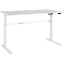 Schäfer Shop Select Bureautafel Moxxo IQ, elektrisch in hoogte verstelbaar, rechthoek, C-poot, B 1600 x D 800 x H 725-1185 mm, lichtgrijs/wit 