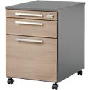 Schäfer Shop Select Caisson à roulettes SET UP, 1 tiroir, 1 tirette-plumier, tiroir HR, L 432 x P 580 x H 595 mm, graphite/chêne
