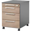 Schäfer Shop Select Caisson à roulettes SET UP, verrouillable, L 432 x P 580 x H 595 mm, graphite/chêne