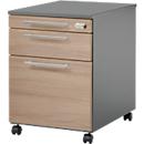 Schäfer Shop Select Caisson à roulettes Start Off 126, tiroir pour ustensiles, dossiers suspendus, tiroir, verrouillable, L 432 x P 580 x H 595 mm, graphite/chêne