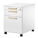 Schäfer Shop Select Caisson à roulettes Start Off Wood, tiroir, dossiers suspendus &amp; tiroir à ustensiles, L 432 x P 580 x H 595 mm, blanc 