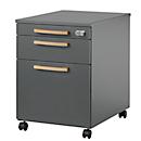 Schäfer Shop Select Caisson à roulettes Start Off Wood, tiroir, dossiers suspendus &amp; tiroir à ustensiles, L 432 x P 580 x H 595 mm, graphite 