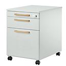 Schäfer Shop Select Caisson à roulettes Start Off Wood, tiroir, dossiers suspendus &amp; tiroir à ustensiles, L 432 x P 580 x H 595 mm, gris clair 