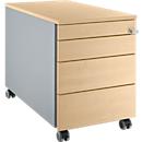 Schäfer Shop Select Caisson mobile 1233, avec poignée encastrée, L 435 x H 567 mm, alu blanc/alu blanc/décor érable