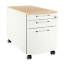 Schäfer Shop Select Caisson mobile 126, 3 tiroirs, poignée angulaire, coloris blanc/érable 