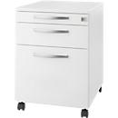Schäfer Shop Select Caisson mobile Login, tiroir à dossiers suspendus + tiroir-plume + tiroir, verrouillable, bois, l. 431 x P 580 x H 595 mm, blanc/blanc