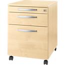Schäfer Shop Select Caisson mobile Login, tiroir à dossiers suspendus + tiroir-plume + tiroir, verrouillable, bois, l. 431 x P 580 x H 595 mm, érable/érable
