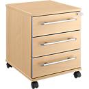 Schäfer Shop Select Caisson mobile Moxxo IQ 333, 3 tiroirs, l. 410 x P 495 x H 510 mm, verrouillable, coloris érable 