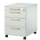 Schäfer Shop Select Caisson roulant Start Off Wood, 3 tiroirs, tiroir à ustensiles, L 432 x P 580 x H 595 mm, bois, gris clair 