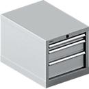 Schäfer Shop Select cajonera 18-27, 3 cajones (H 50/100/150mm), hasta 200 kg, A 411 x P 572 x H 400 mm, aluminio blanco/aluminio blanco