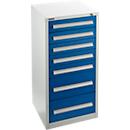 Schäfer Shop Select cajonera SF 70, 7 cajones, gris claro RAL 7035 azul genciana RAL 5010