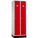Schäfer Shop Select Casier à fournitures sur socle, serrure à came batteuse, gris clair/rouge rubis