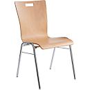 Schäfer Shop Select Chaise empilable nature, empilable jusqu'à 10 pièces, résistante aux désinfectants, sans rembourrage en tissu, L 430 x P 410 x H 450 mm, bois &amp; acier