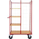 Schäfer Shop Select Chariot à plateaux grillagés, 4 niveaux, plateaux rabattables, jusqu'à 600 kg, poignée de poussée, roues fixes/directrices, L 1200 x l 700 x H 1880 mm, acier