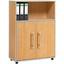 Schäfer Shop Select Combikast Moxxo IQ, hout, 2 vleugeldeuren, 1 open vak, 3 ordnerhoogten, B 801 x D 362 x H 1115 mm, beukenpatroon 