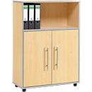 Schäfer Shop Select Combikast Moxxo IQ, hout, 2 vleugeldeuren, 1 open vak, 3 ordnerhoogten, B 801 x D 362 x H 1115 mm, esdoornpatroon 