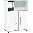 Schäfer Shop Select Combikast Moxxo IQ, hout, 2 vleugeldeuren, 1 open vak, 3 ordnerhoogten, B 801 x D 362 x H 1115 mm, wit 
