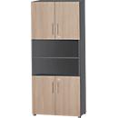 Schäfer Shop Select combikast Start Off, 6 OH, 4 OH w. deur, afsluitbaar, B 800 x D 420 x H 2240 mm, grafiet/eiken decor