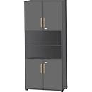 Schäfer Shop Select combinatiekast Start Off Wood, 6 OH, afsluitbaar, B 800 x D 420 x H 2240 mm, hout, grafiet