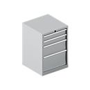 Schäfer Shop Select Commode 27-27, 4 tiroirs, jusqu'à 75 kg, L 564 x P 572 x H 800 mm, aluminium blanc/aluminium blanc