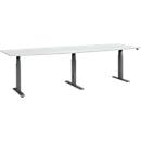 Schäfer Shop Select conference table ERGO-T 2.0 Big, up to 8 persons, electrically height adjustable, barrel, T-foot, W 2800 mm, light grey/anthracite