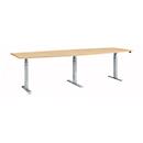 Schäfer Shop Select conference table ERGO-T 2.0 Big, up to 8 persons, electrically height adjustable, barrel, T-foot, W 2800 mm, maple/white aluminium