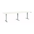 Schäfer Shop Select conference table ERGO-T 2.0 Big, up to 8 persons, electrically height adjustable, barrel, T-foot, W 2800 mm, white/white aluminium