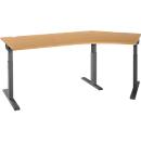 Schäfer Shop Select corner office ERGO-T 2.0, 135° angle, add-on right, T-foot, W 2165 x D 800 x H 675-895 mm, beech/anthracite