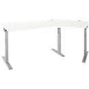 Schäfer Shop Select corner office ERGO-T 2.0, 135° angle, extension right, T-foot, W 2165 x D 800 x H 675-895 mm, alu white/white