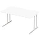 Schäfer Shop Select Desk COMBITEC, rechthoekig, C-poot, B 1600 x D 800 x H 677-817 mm, wit/wit aluminium
