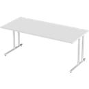 Schäfer Shop Select Desk COMBITEC, rechthoekig, C-poot, B 2000 x D 1000 x H 677-817 mm, aluminium lichtgrijs/wit