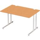 Schäfer Shop Select Desk COMBITEC, rectangle, C-foot, W 1200 x D 800 x H 677-817 mm, beech/white aluminum